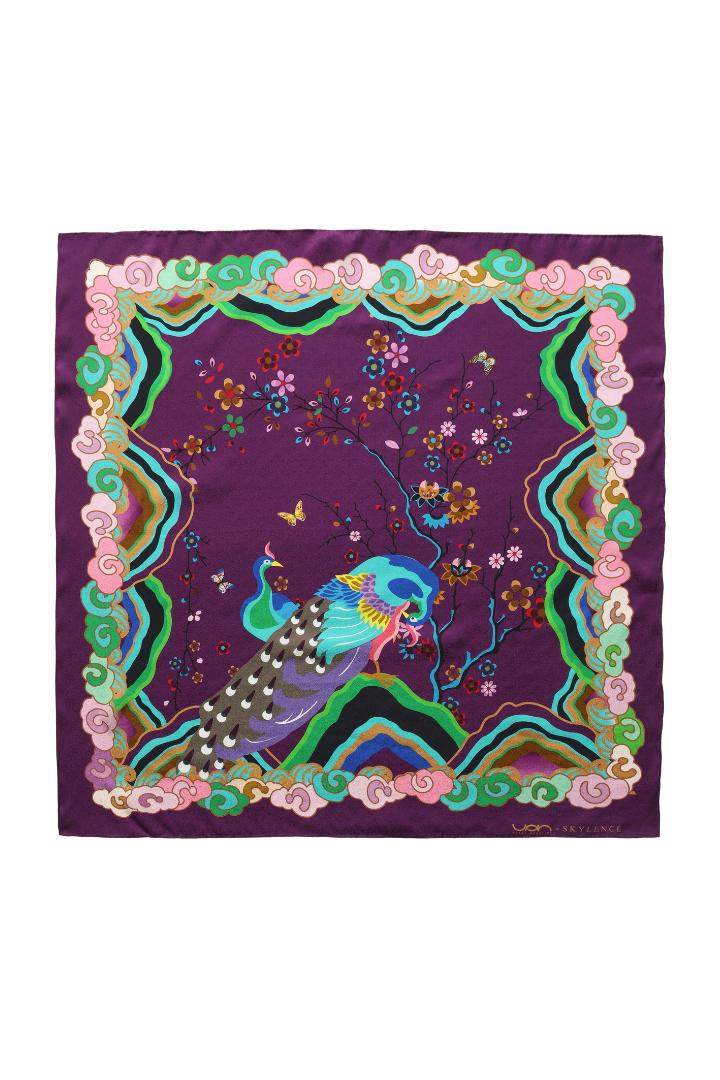 Wendy Morrison x SKYLENCE Kujaku Peacock Silk Scarf