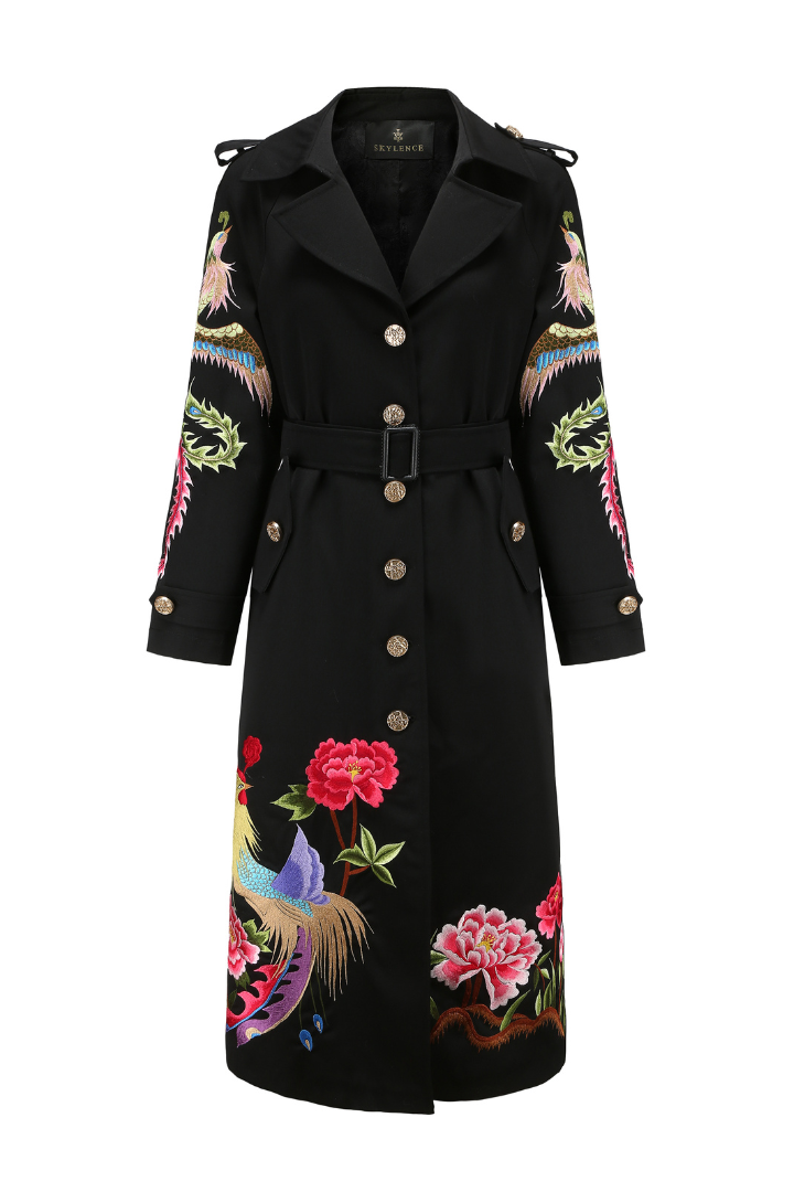 PHOENIX HERITAGE TRENCH COAT (BLACK) – SKYLENCE PHOENIX HERITAGE TRENCH COAT (BLACK) – SKYLENCE