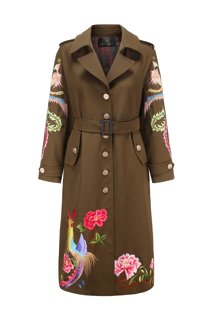 PHOENIX HERITAGE TRENCH COAT (ARMY GREEN) – SKYLENCE