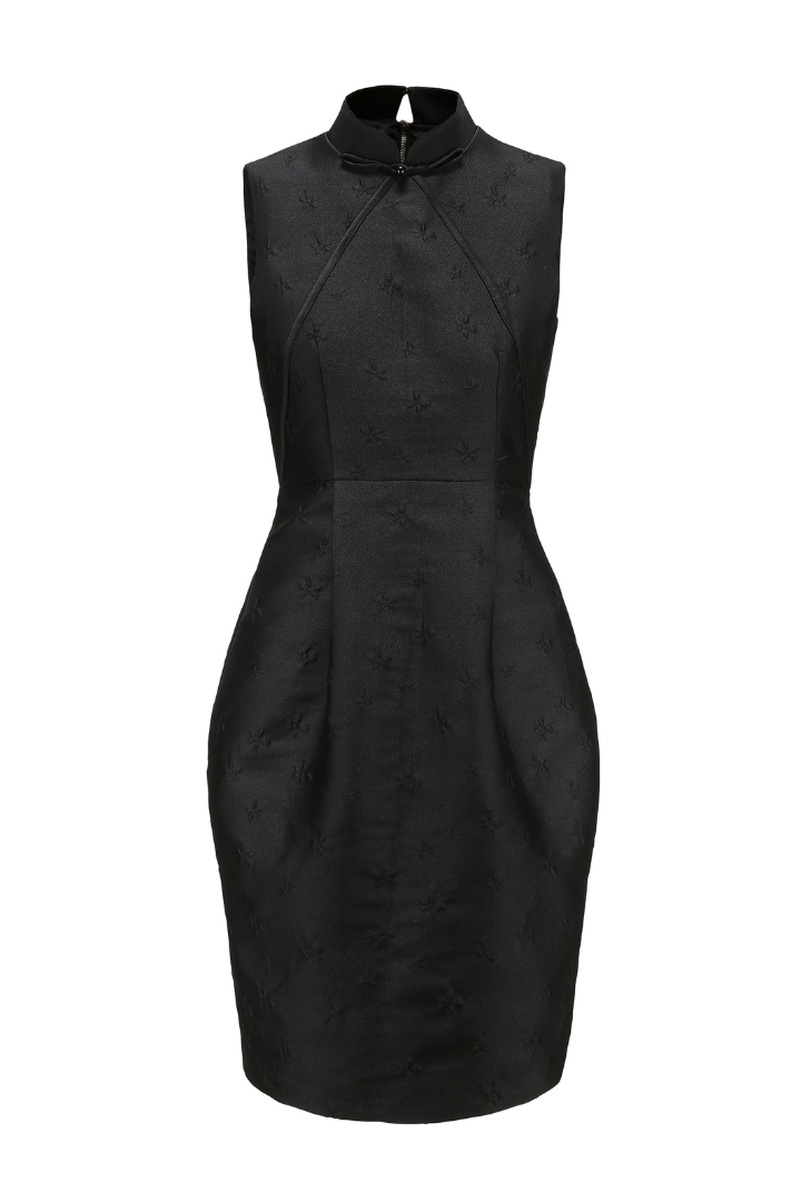 Lady Chang'e Qipao Fitted Dress Black – SKYLENCE