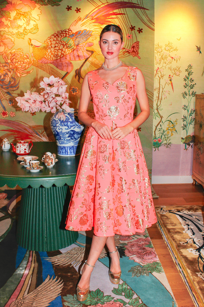 Imperial Peony Jacquard Dress – SKYLENCE