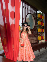 Imperial Peony Jacquard Dress