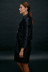 Plum Blossom Cropped Blazer Black