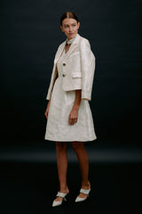Plum Blossom Cropped Blazer White