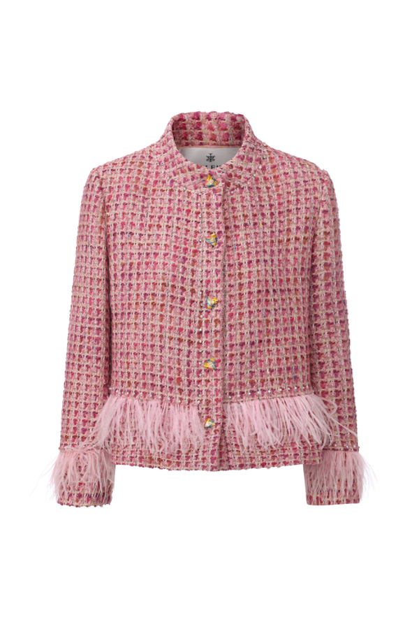 PEACE FEATHER BLAZER PINK