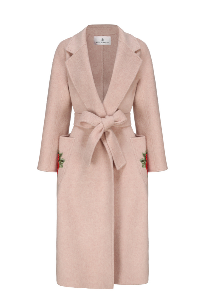 strapless open back dress Peony Grace Robe Coat (Pink) – SKYLENCE