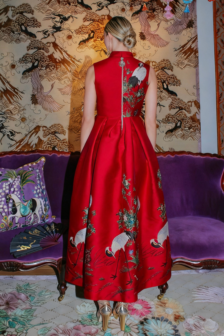 ROYAL RED CRANE DRESS
