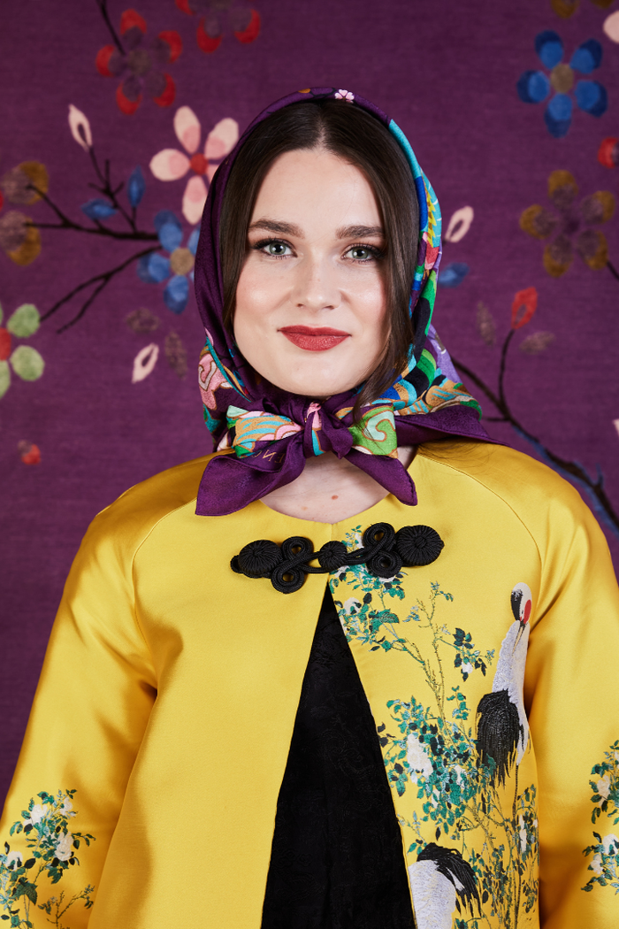 Wendy Morrison x SKYLENCE Kujaku Peacock Silk Scarf Wendy Morrison x SKYLENCE Kujaku Peacock Silk Scarf