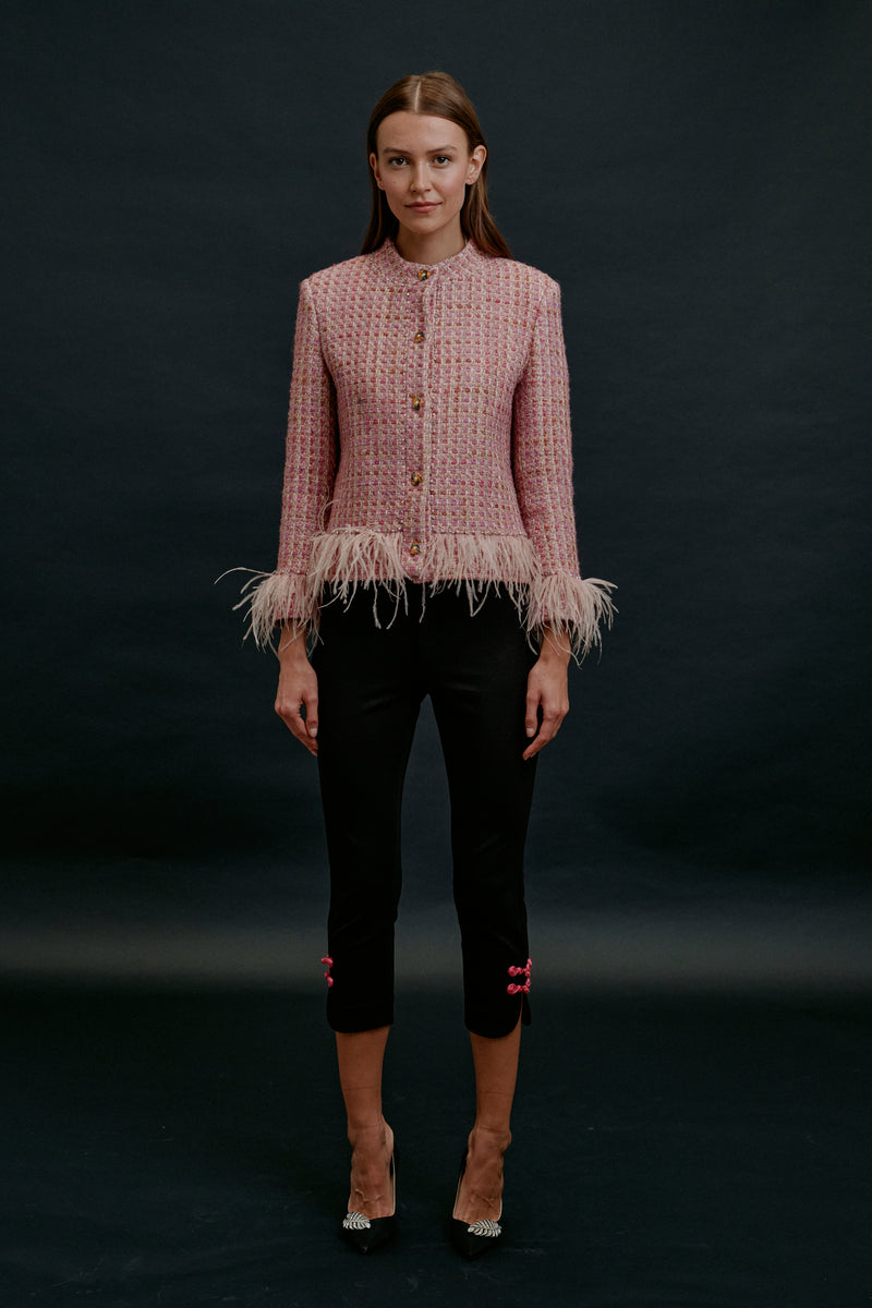 PEACE FEATHER BLAZER PINK