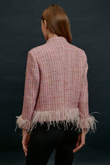 PEACE FEATHER BLAZER PINK
