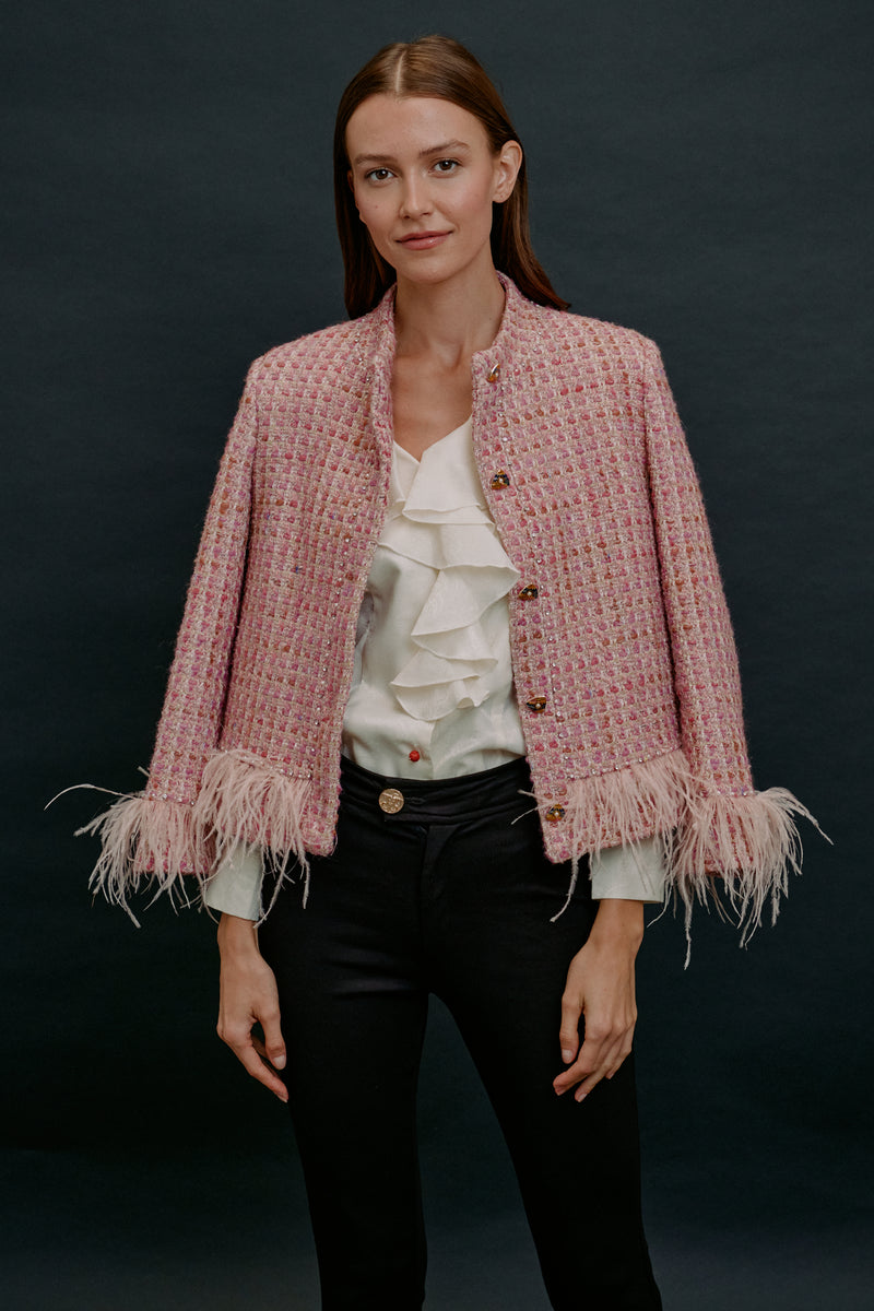 PEACE FEATHER BLAZER PINK