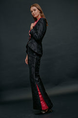 Plum Blossom Noir Flare Trousers