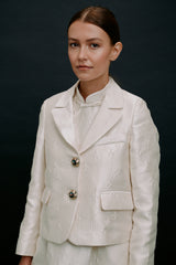 Plum Blossom Cropped Blazer White