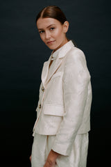 Plum Blossom Cropped Blazer White
