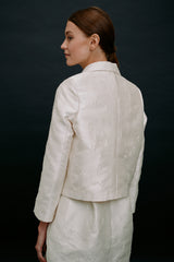 Plum Blossom Cropped Blazer White