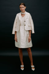 Plum Blossom Cropped Blazer White