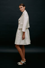 Plum Blossom Cropped Blazer White