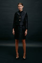 Plum Blossom Cropped Blazer Black