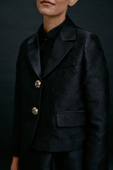 Plum Blossom Cropped Blazer Black