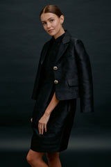 Plum Blossom Cropped Blazer Black