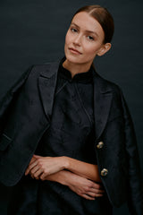 Plum Blossom Cropped Blazer Black