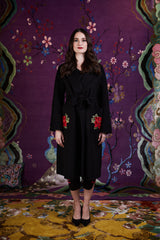 Peony Grace Robe Coat (Black)