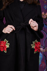 Peony Grace Robe Coat (Black)