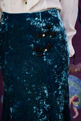 Velvet Plum Blossom Skirt Teal