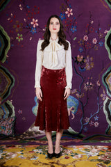 Velvet Plum Blossom Skirt Burgundy