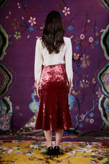 Velvet Plum Blossom Skirt Burgundy