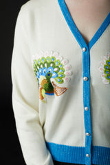 Qiaochu Embroidered Cardigan Blue