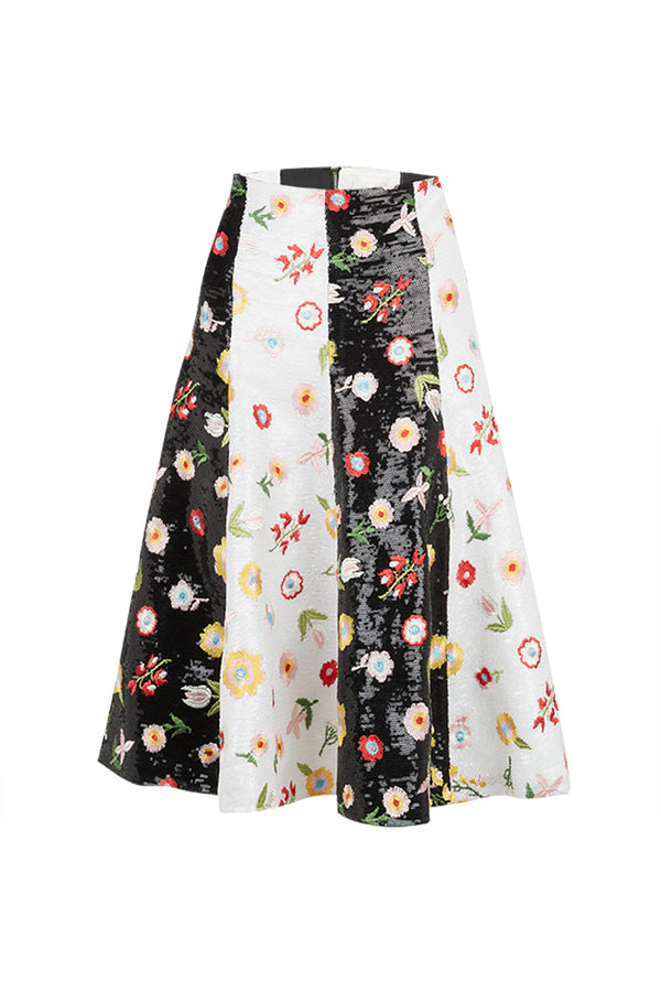 Derling Embroidered Striped Skirt