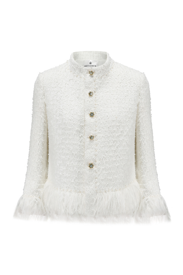 PEACE FEATHER BLAZER WHITE