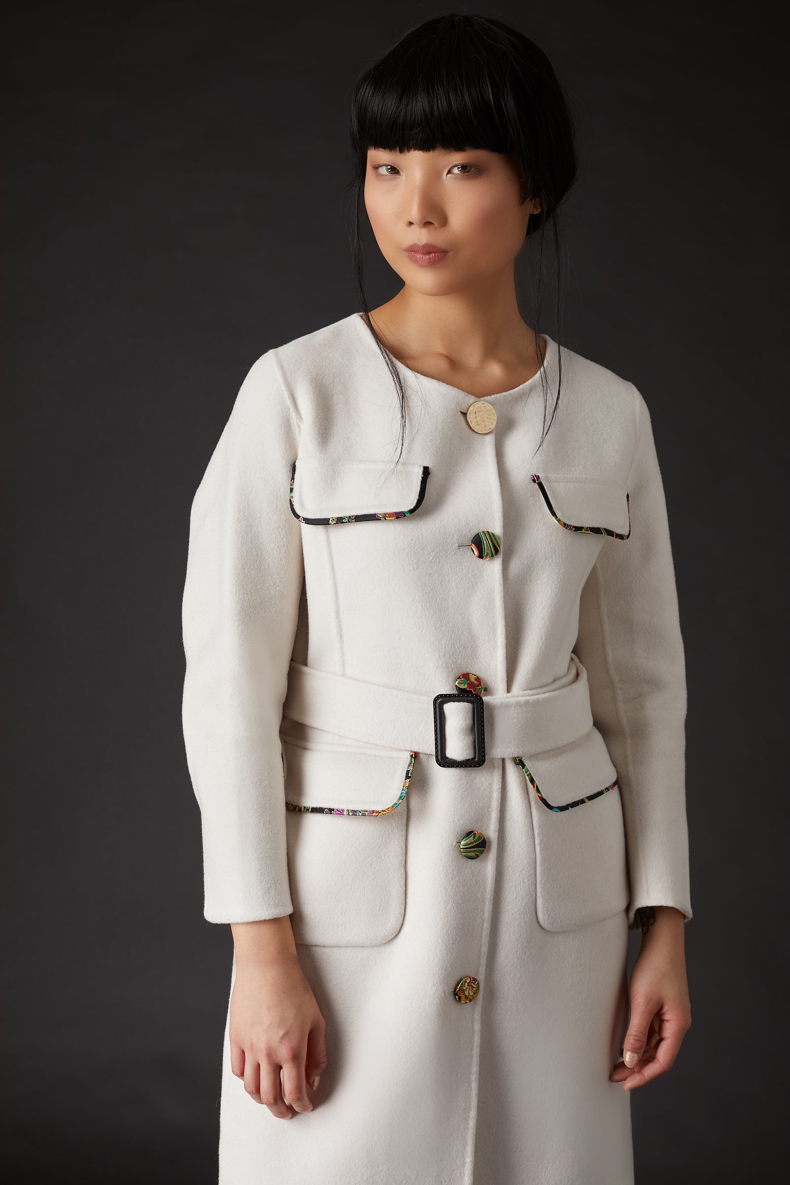 サナ着用★Lenina★CAEL handmade wool buckle long coat★人気 shawl-collar belted coat – LISKAFASHION