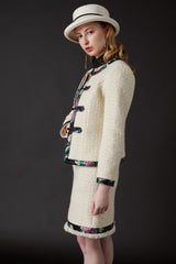 Chelsea Tang Tweed Jacket White