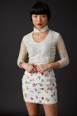 Derling Embroidered Skirt White