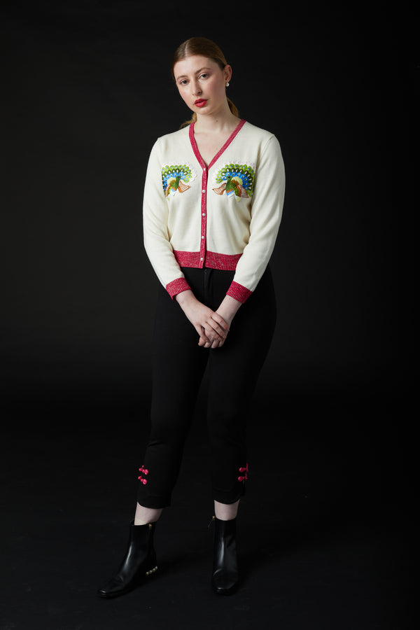 Qiaochu Embroidered Cardigan Fuchsia