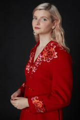 Yanxi Embroidered Coat Red