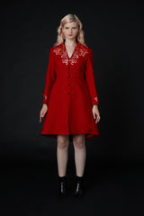 Yanxi Embroidered Coat Red