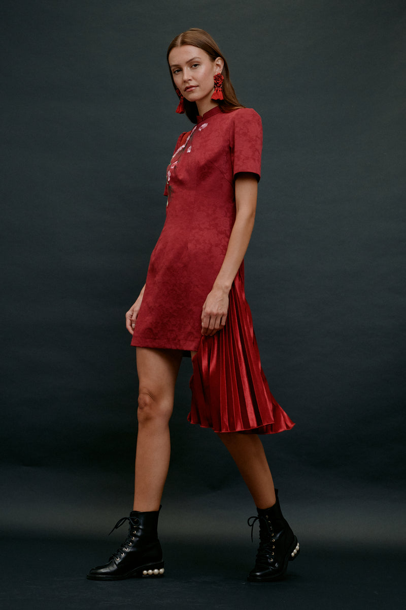 Qipao Short Dress Red – SKYLENCE Qipao Short Dress Red – SKYLENCE