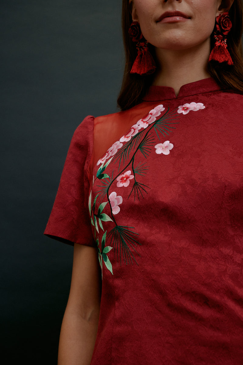 Qipao Short Dress Red SKYLENCE Qipao Short Dress Red SKYLENCE