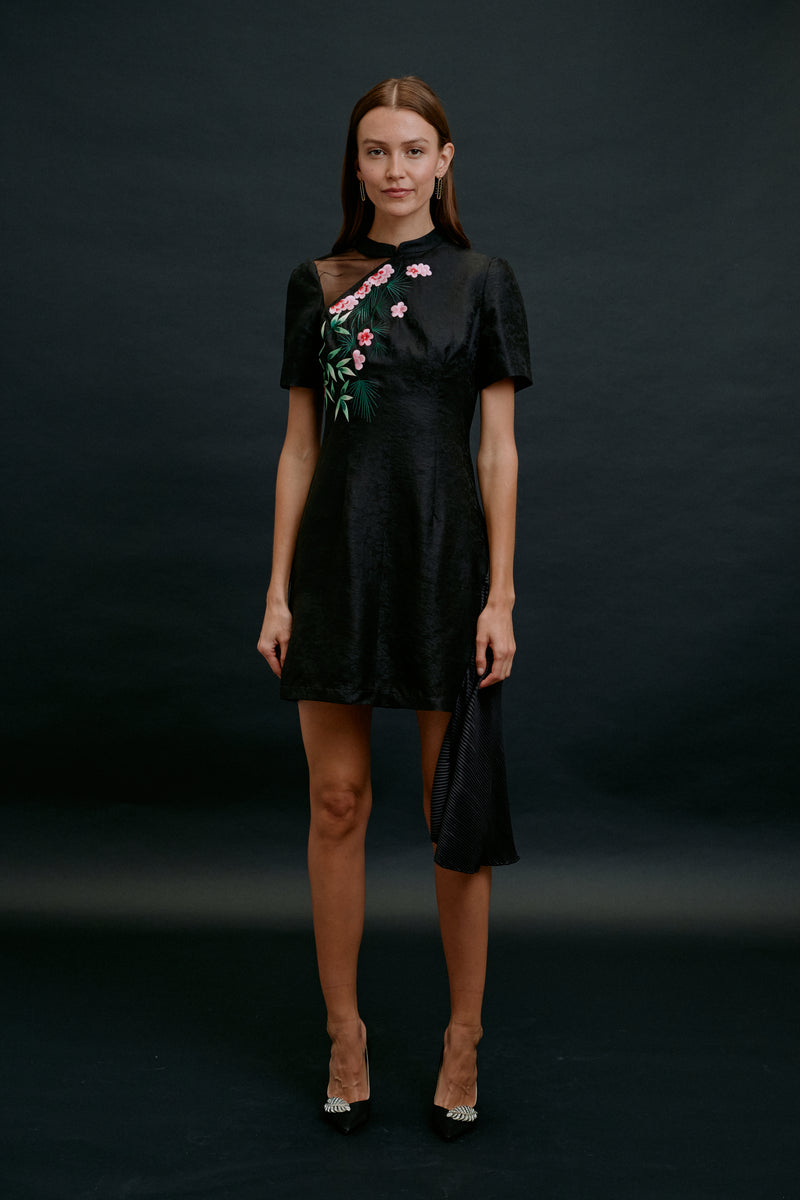 Qipao Short Dress Black SKYLENCE Qipao Short Dress Black SKYLENCE