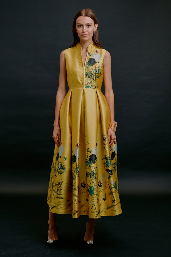 YELLOW CRANE LONG DRESS