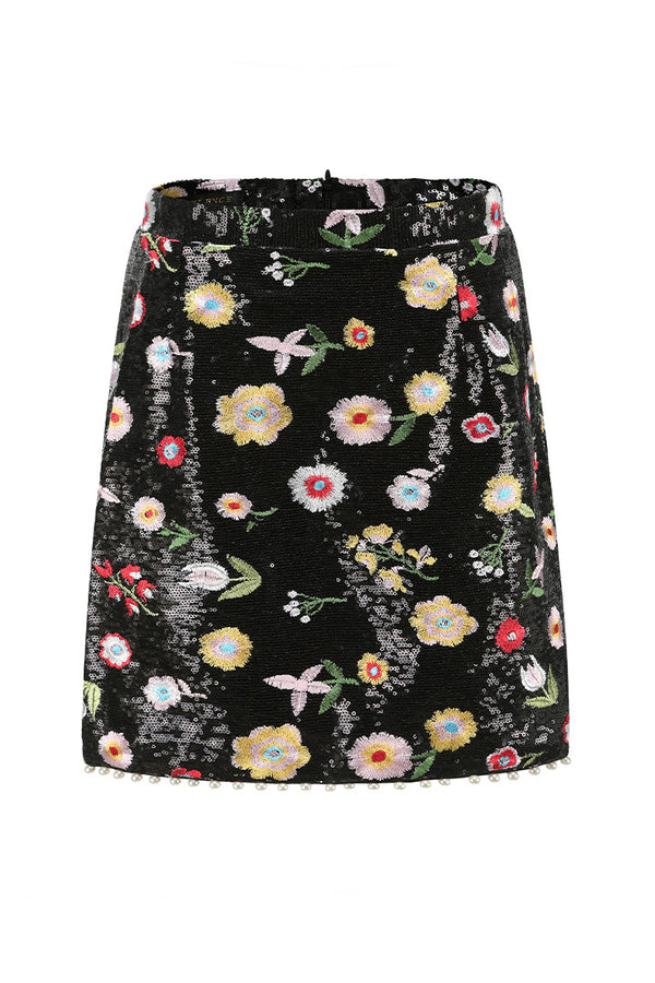 Derling Embroidered Skirt Black